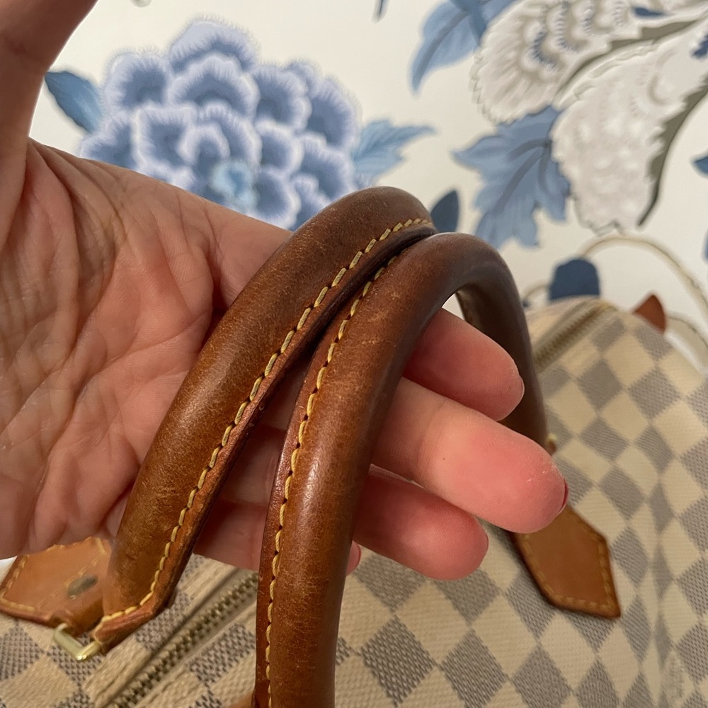Louis Vuitton Damier Azur Canvas Top-Handle Tote in Beige and Brown 35 - Picture 7 of 11
